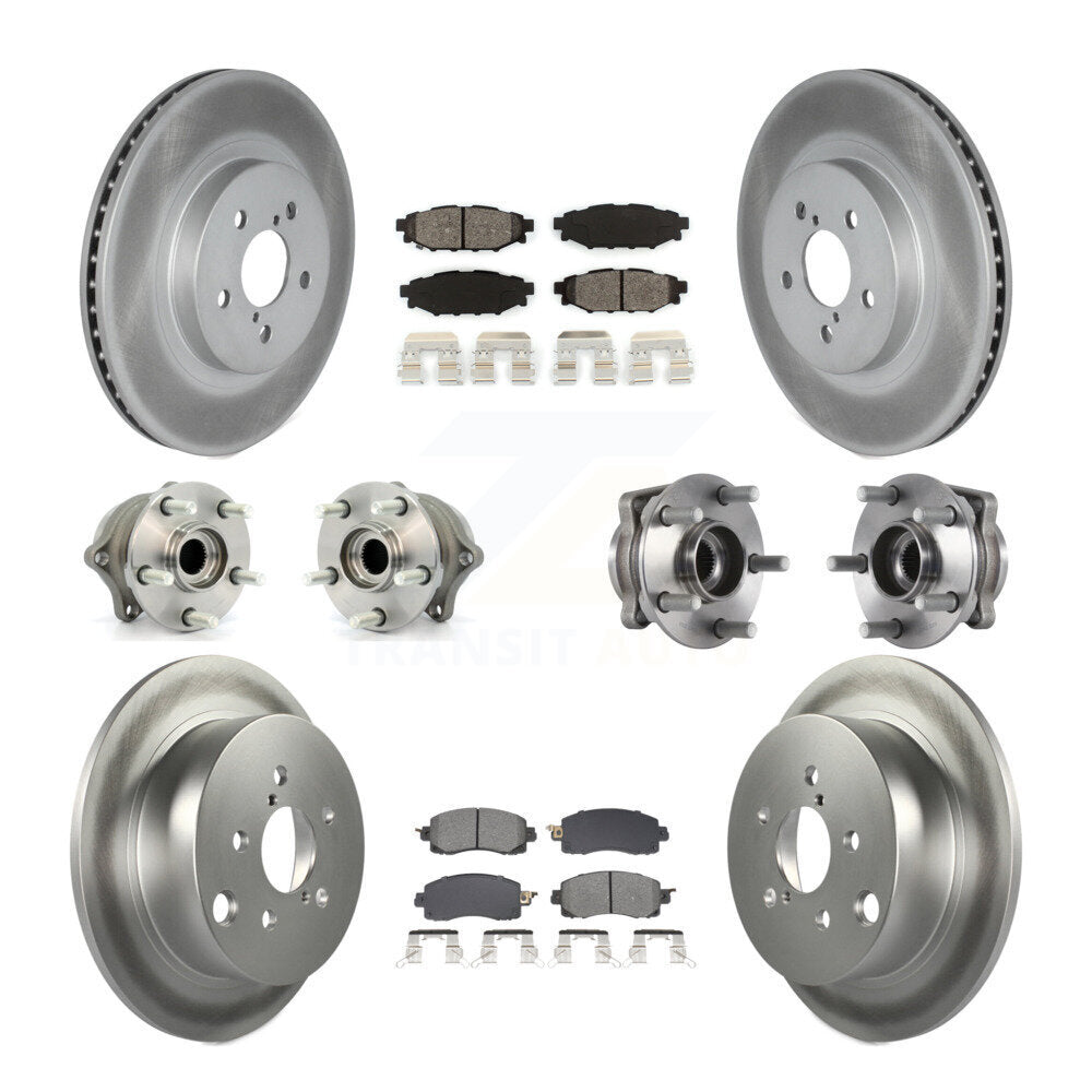Front Rear Hub Bearings Coated Disc Brake Rotors And Pads Kit (10Pc) For Subaru Crosstrek KBB-128652