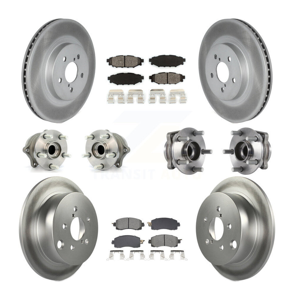 Front Rear Hub Bearings Coated Disc Brake Rotors And Pads Kit (10Pc) For Subaru Crosstrek KBB-128652