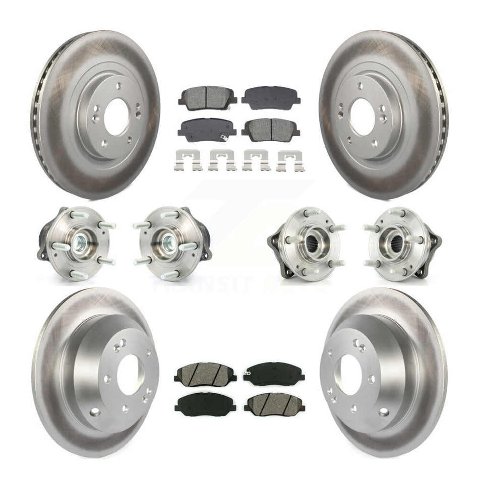 Front Rear Hub Bearing Coated Disc Brake Rotor And Pad Kit (10Pc) For Hyundai Santa Fe XL KBB-128676