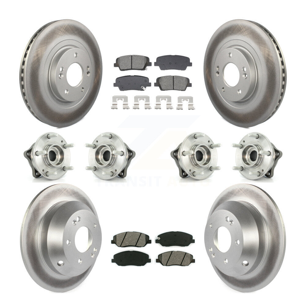 Front Rear Hub Bearing Coated Disc Brake Rotor And Pad Kit (10Pc) For Hyundai Santa Fe XL KBB-128677