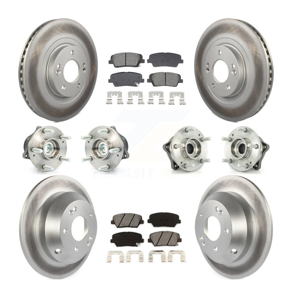 Front Rear Hub Bearing Coated Brake Rotor & Pad Kit (10Pc) For Hyundai Santa Fe Sport Kia KBB-128680