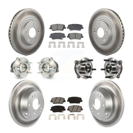 Front Rear Hub Bearing Coated Disc Brake Rotor Pads Kit (10Pc) For Hyundai Santa Fe Sport KBB-128682