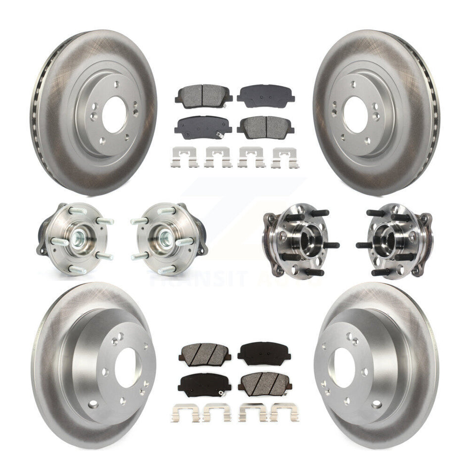 Front Rear Hub Bearing Coated Disc Brake Rotor Pads Kit (10Pc) For Hyundai Santa Fe Sport KBB-128682