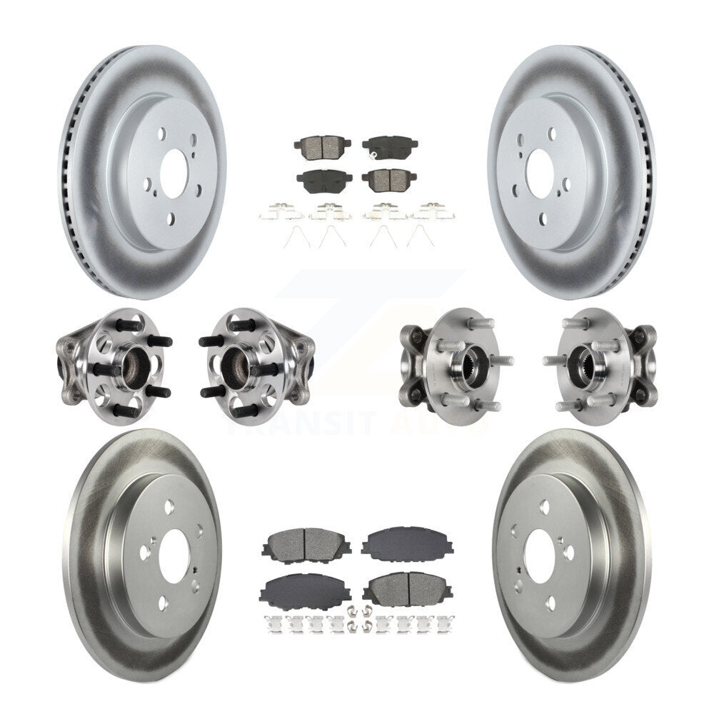 Front Rear Hub Bearing Coated Brake Rotor Pad Kit (10Pc) For 2020-2022 Toyota Prius Prime KBB-128688