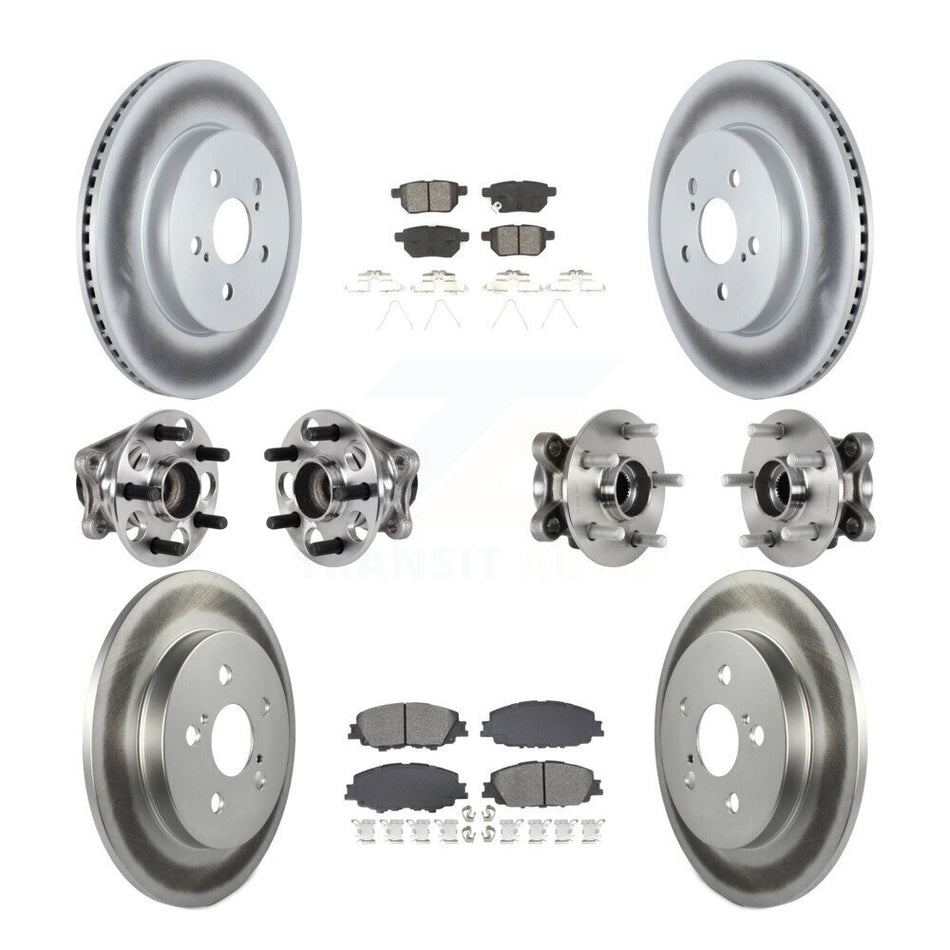Front Rear Hub Bearing Coated Brake Rotor Pad Kit (10Pc) For 2020-2022 Toyota Prius Prime KBB-128688