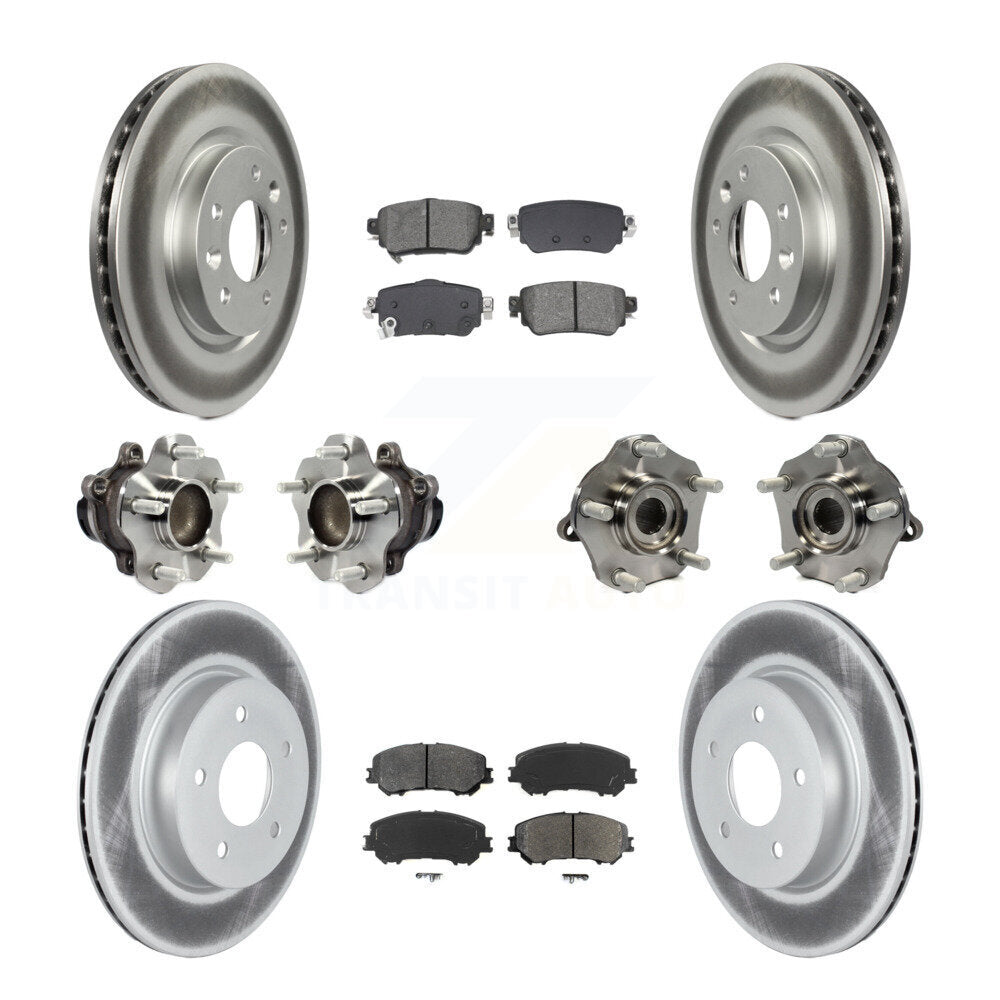 Front Rear Hub Bearing Coated Brake Rotor & Pad Kit (10Pc) For Nissan Rogue Sport Qashqai KBB-128690