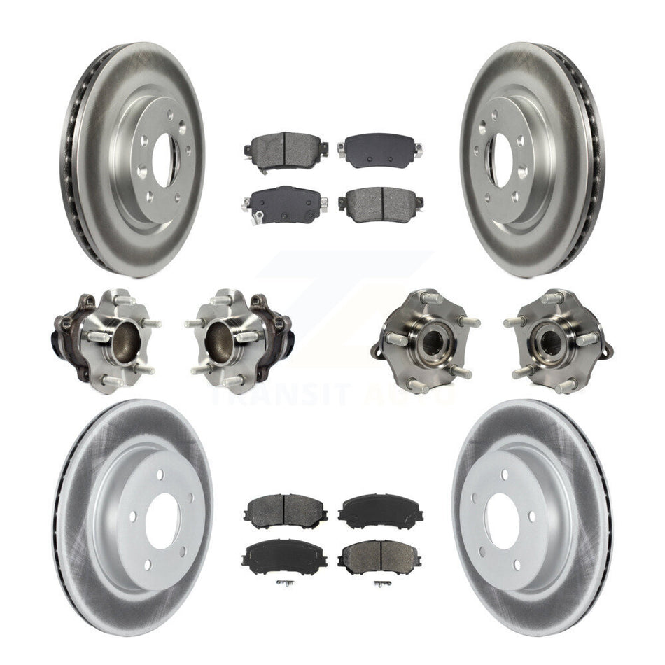 Front Rear Hub Bearing Coated Brake Rotor & Pad Kit (10Pc) For Nissan Rogue Sport Qashqai KBB-128690