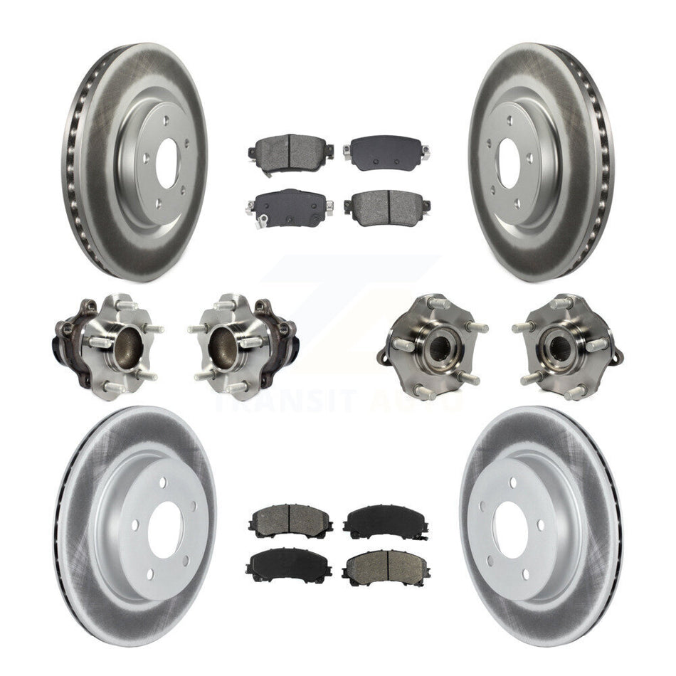 Front Rear Hub Bearings Coated Disc Brake Rotors And Pads Kit (10Pc) For Nissan Rogue KBB-128692
