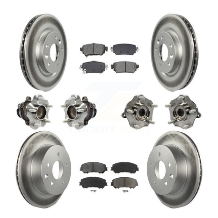 Front Rear Hub Bearing Coat Brake Rotor Pads Kit (10Pc) For Nissan Rogue Sport S with FWD KBB-128694