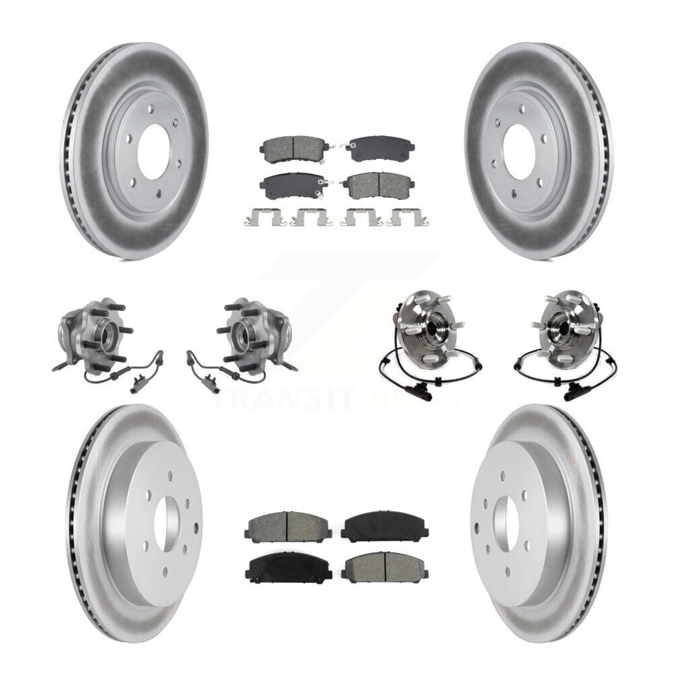 Front Rear Hub Bearing Coated Brake Rotor Pads Kit (10Pc) For INFINITI QX80 Nissan Armada KBB-128696
