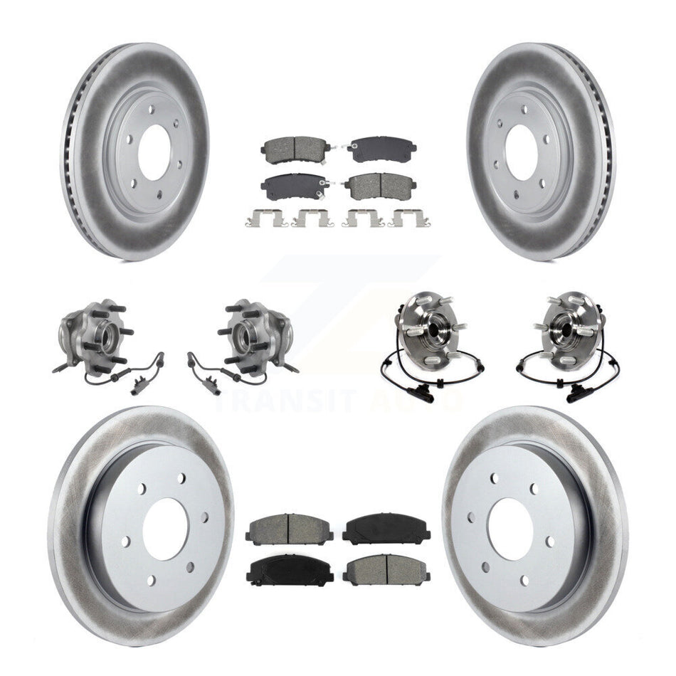 Front Rear Hub Bearing Coat Brake Rotor Pad Kit (10Pc) For Nissan Armada With Solid KBB-128697