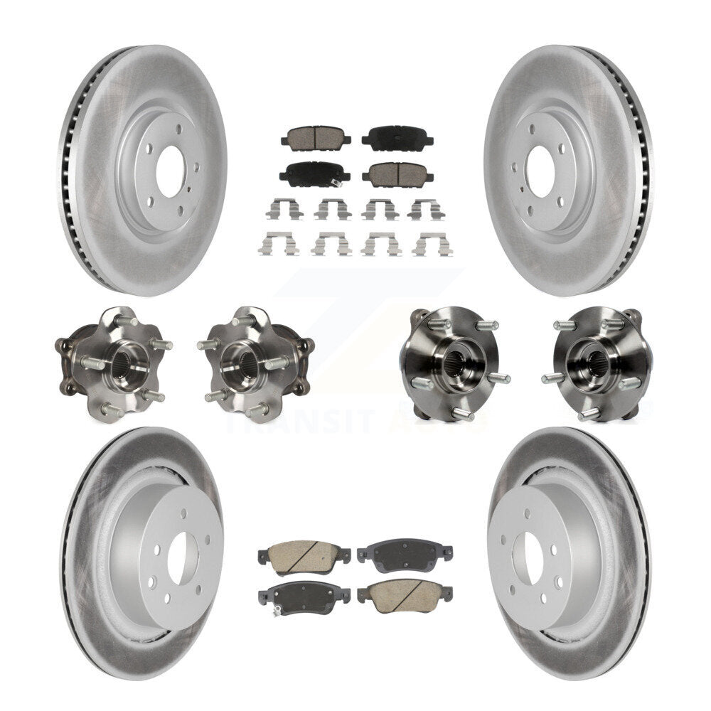 Front Rear Hub Bearings Coated Disc Brake Rotors And Pads Kit (10Pc) For INFINITI G35 Q60 KBB-128710