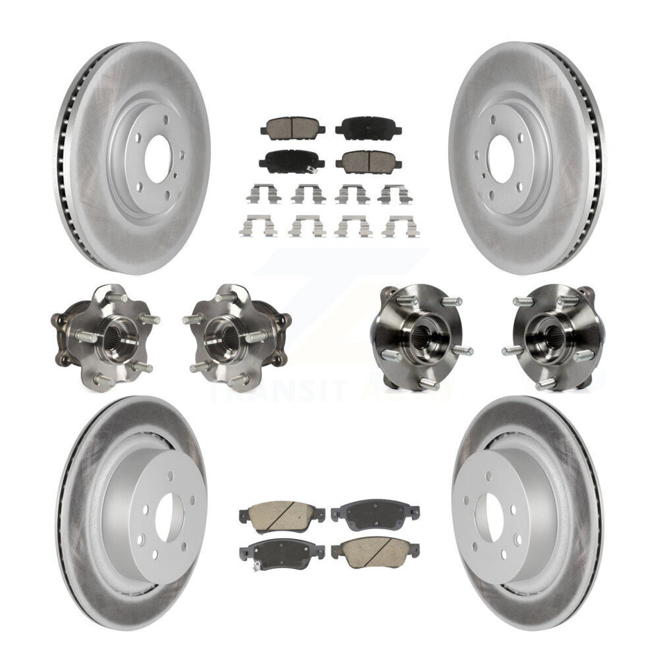 Front Rear Hub Bearings Coated Disc Brake Rotors And Pads Kit (10Pc) For INFINITI G35 Q60 KBB-128710