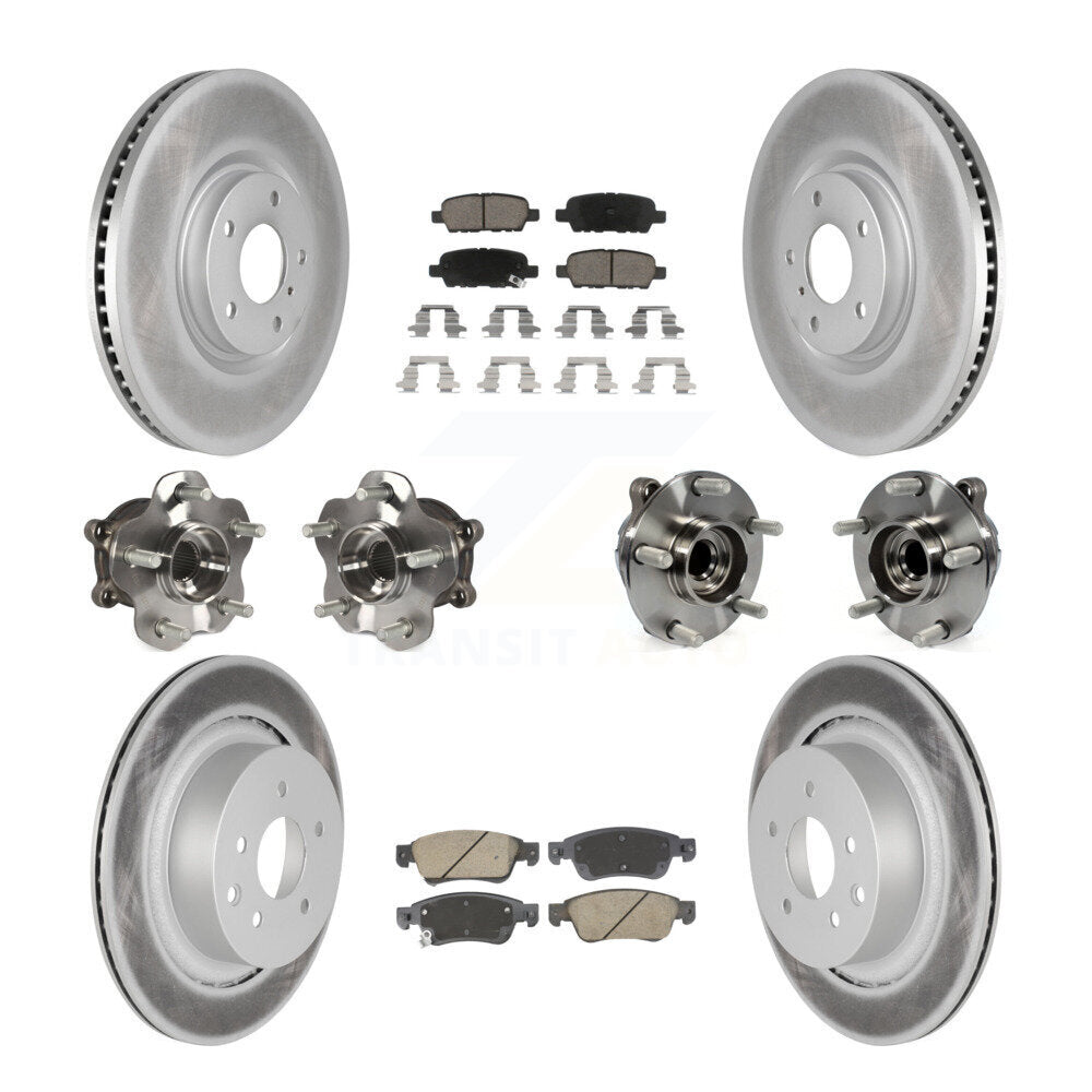 Front Rear Hub Bearings Coated Disc Brake Rotors And Pads Kit (10Pc) For INFINITI G35 Q60 KBB-128711