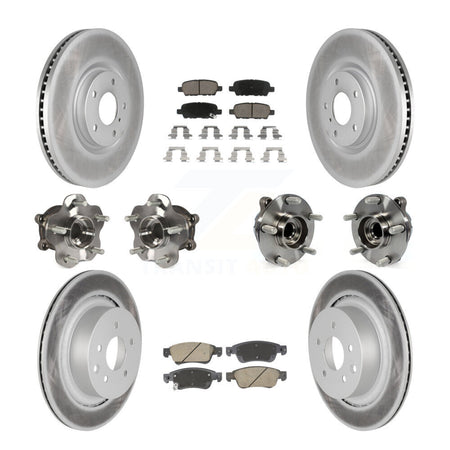 Front Rear Hub Bearings Coated Disc Brake Rotors And Pads Kit (10Pc) For INFINITI G35 Q60 KBB-128711