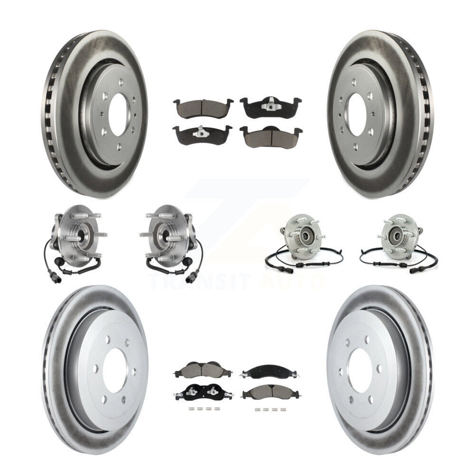 Front Rear Hub Bearing Coated Disc Brake Rotor Pad Kit (10Pc) For Ford Expedition Lincoln KBB-128713