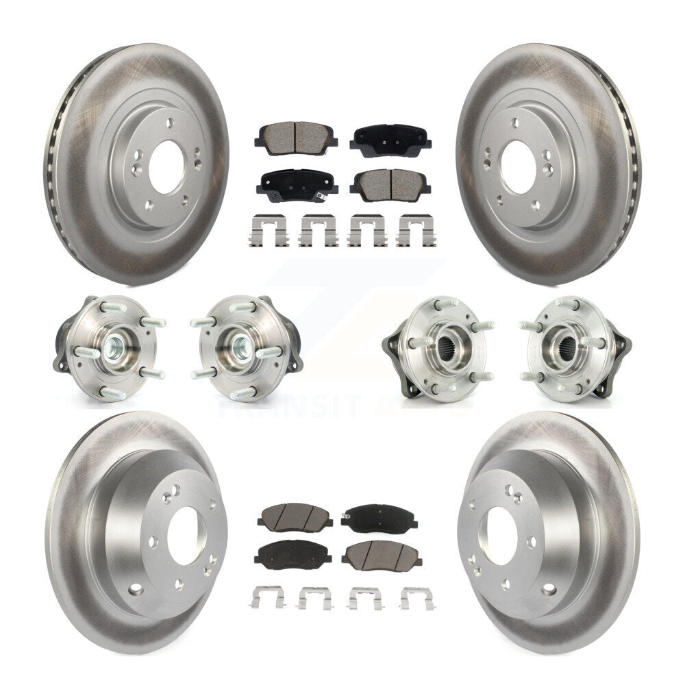 Front Rear Hub Bearing Coated Disc Brake Rotor And Pad Kit (10Pc) For Hyundai Santa Fe XL KBB-128728