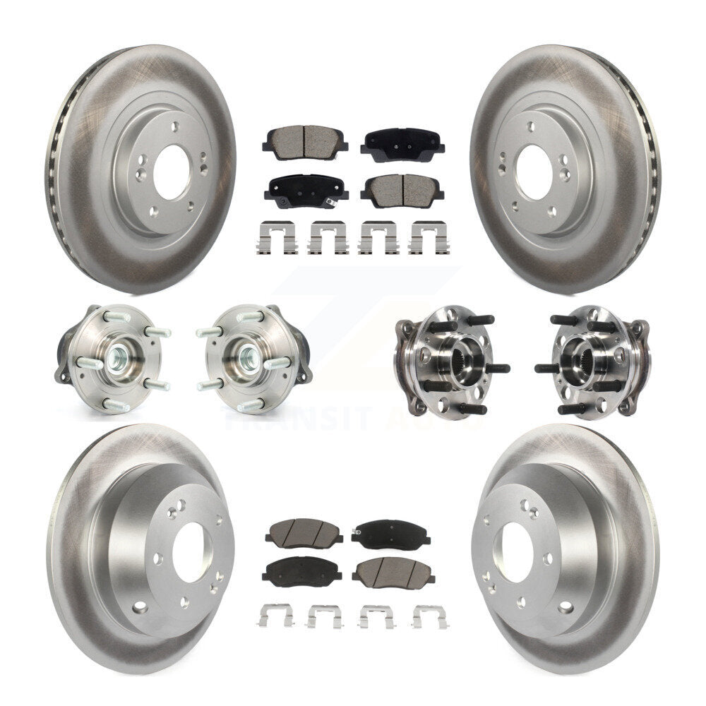 Front Rear Hub Bearing Coated Disc Brake Rotor And Pad Kit (10Pc) For Hyundai Santa Fe XL KBB-128730