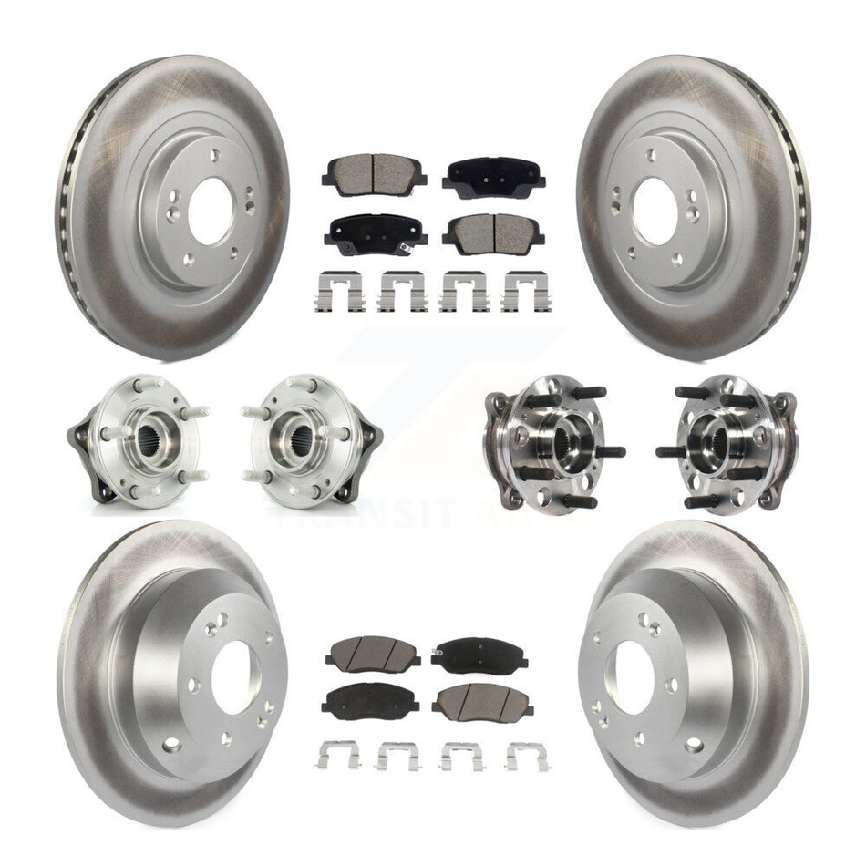 Front Rear Hub Bearing Coated Disc Brake Rotor And Pad Kit (10Pc) For Hyundai Santa Fe XL KBB-128731