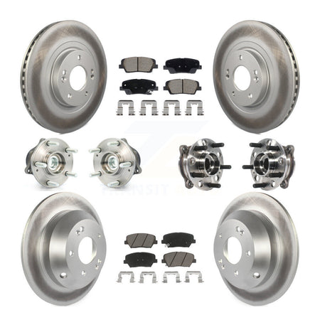 Front Rear Hub Bearing Coated Disc Brake Rotor Pads Kit (10Pc) For Hyundai Santa Fe Sport KBB-128734