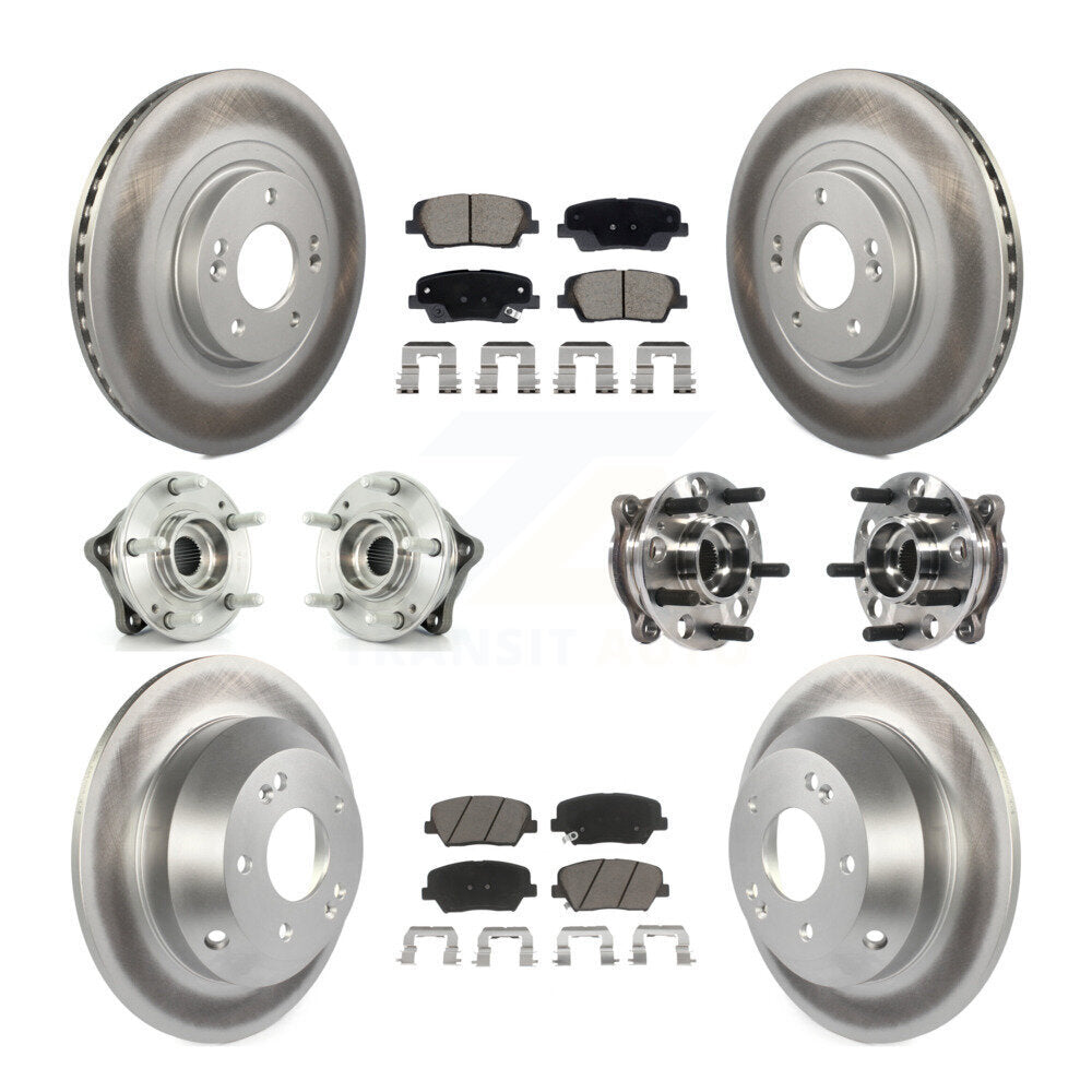 Front Rear Hub Bearing Coated Disc Brake Rotor Pads Kit (10Pc) For Hyundai Santa Fe Sport KBB-128735