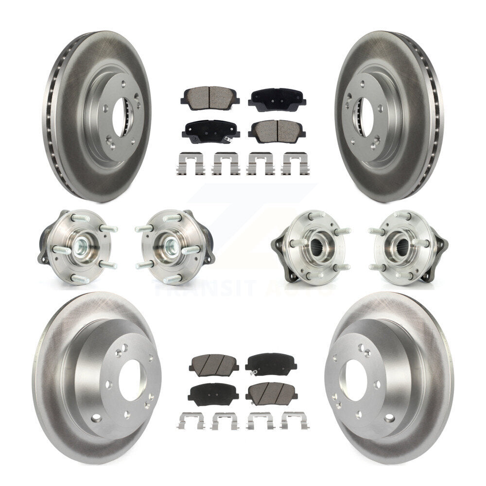 Front Rear Hub Bearing Coated Brake Rotor Pad Kit (10Pc) For Hyundai Santa Fe Kia Sorento KBB-128736