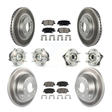 Front Rear Hub Bearing Coated Brake Rotor Pad Kit (10Pc) For Hyundai Santa Fe Kia Sorento KBB-128736