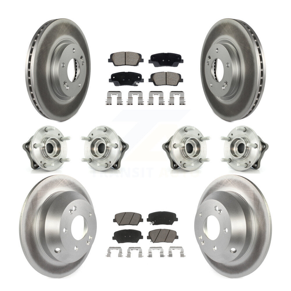 Front Rear Hub Bearing Coated Brake Rotor Pad Kit (10Pc) For Hyundai Santa Fe Kia Sorento KBB-128737