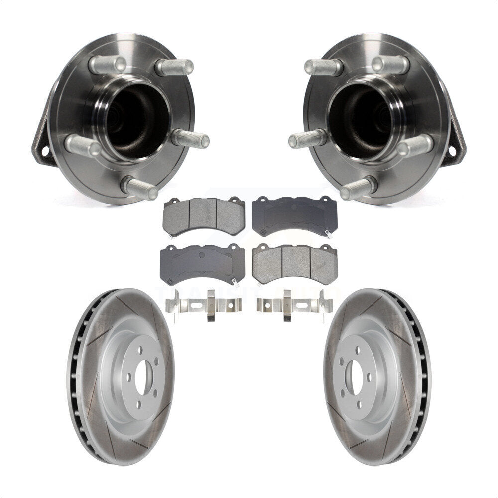 Front Hub Bearing Assembly Coated Disc Brake Rotor & Pad Kit For Dodge Challenger Charger KBB-128750