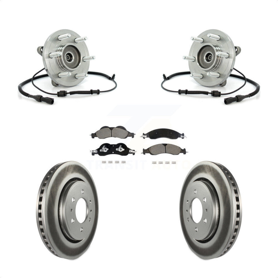Front Hub Bearing Assembly Coat Brake Rotor Pad Kit For Ford Expedition Lincoln Navigator KBB-128772