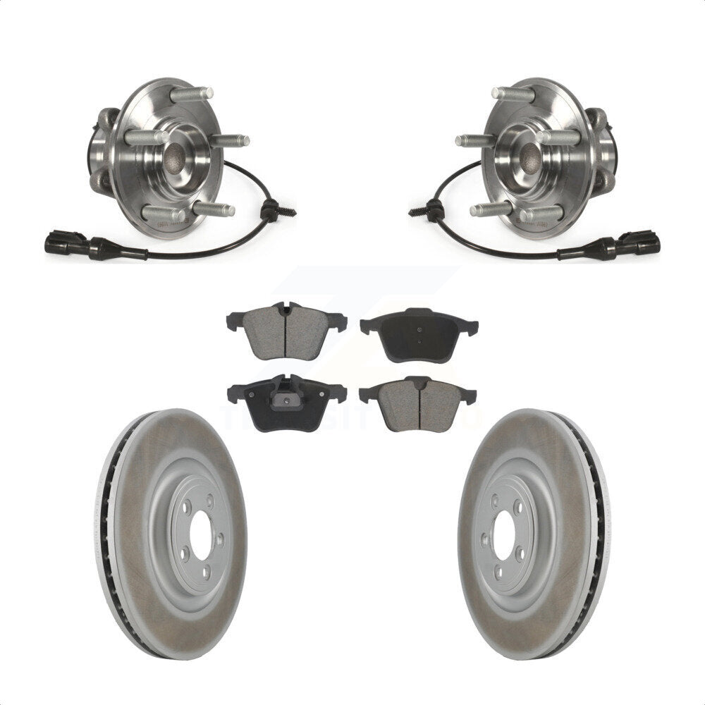 Front Hub Bearing Assembly Coated Disc Brake Rotor & Pad Kit For Jaguar XF XJ XK Super V8 KBB-128773