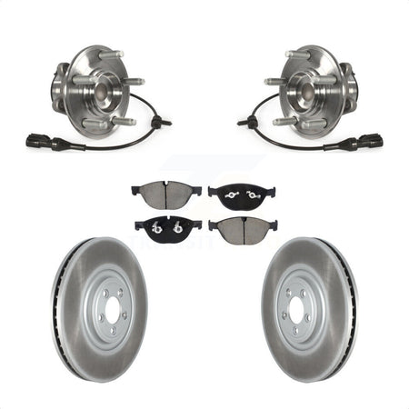 Front Hub Bearing Coated Brake Rotor & Pads Kit For Jaguar XF XJ XKR XFR XKR-S XJR XJR575 KBB-128774