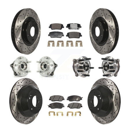 Front Rear Hub Bearing Coated Disc Brake Rotor And Pad Kit (10Pc) For Hyundai Santa Fe XL KBB-128806