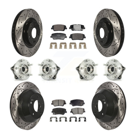 Front Rear Hub Bearing Coated Brake Rotor & Pad Kit (10Pc) For Hyundai Santa Fe Sport Kia KBB-128808