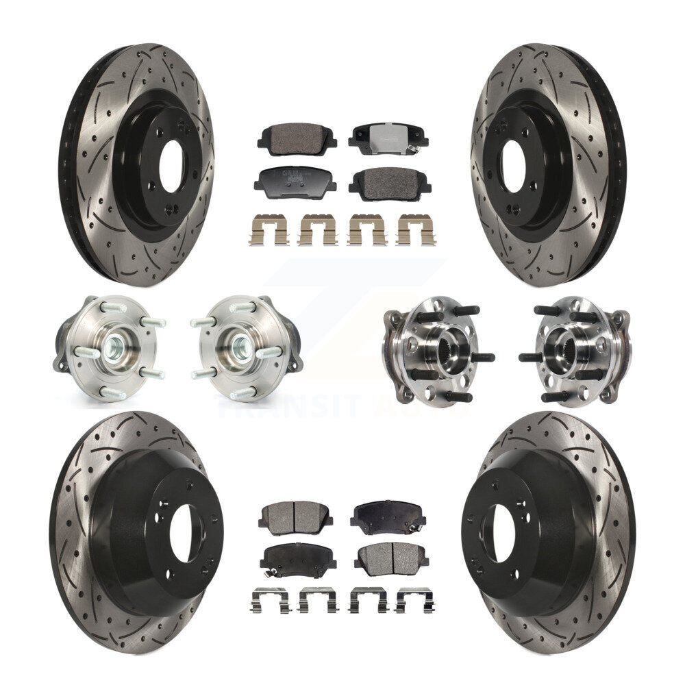Front Rear Hub Bearing Coated Disc Brake Rotor Pads Kit (10Pc) For Hyundai Santa Fe Sport KBB-128809