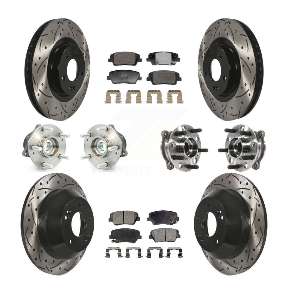 Front Rear Hub Bearing Coated Disc Brake Rotor Pads Kit (10Pc) For Hyundai Santa Fe Sport KBB-128809