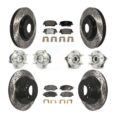 Front Rear Hub Bearing Coated Disc Brake Rotor And Pad Kit (10Pc) For Hyundai Santa Fe XL KBB-128834