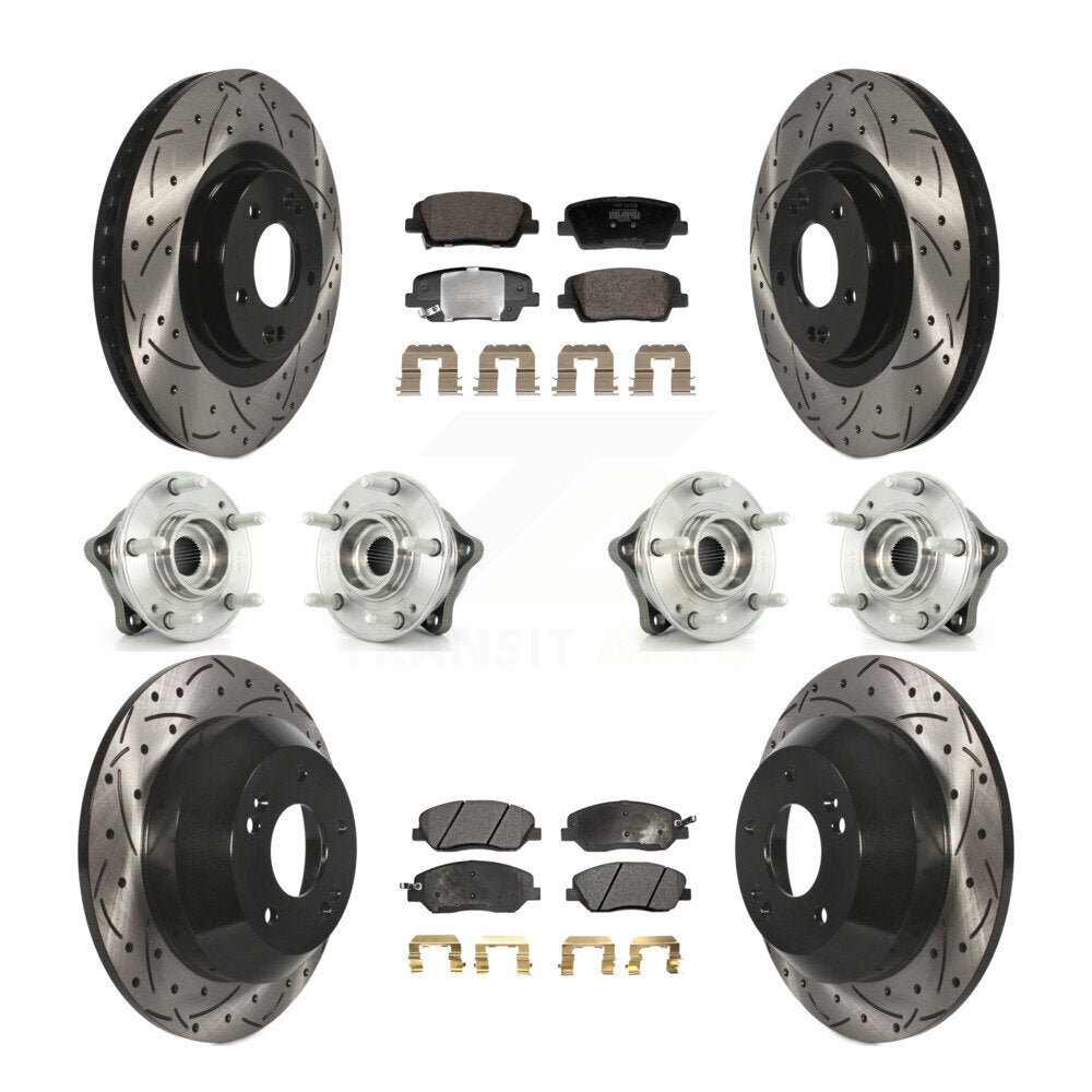 Front Rear Hub Bearing Coated Disc Brake Rotor And Pad Kit (10Pc) For Hyundai Santa Fe XL KBB-128835