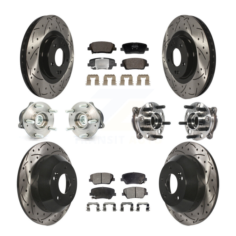 Front Rear Hub Bearing Coated Disc Brake Rotor Pads Kit (10Pc) For Hyundai Santa Fe Sport KBB-128840