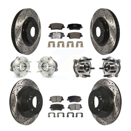 Front Rear Hub Bearing Coated Disc Brake Rotor Pads Kit (10Pc) For Hyundai Santa Fe Sport KBB-128840