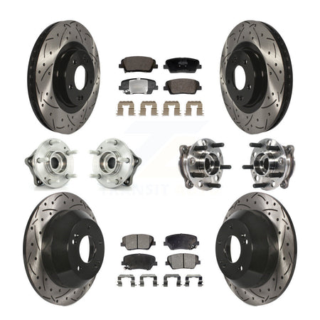 Front Rear Hub Bearing Coated Disc Brake Rotor Pads Kit (10Pc) For Hyundai Santa Fe Sport KBB-128841