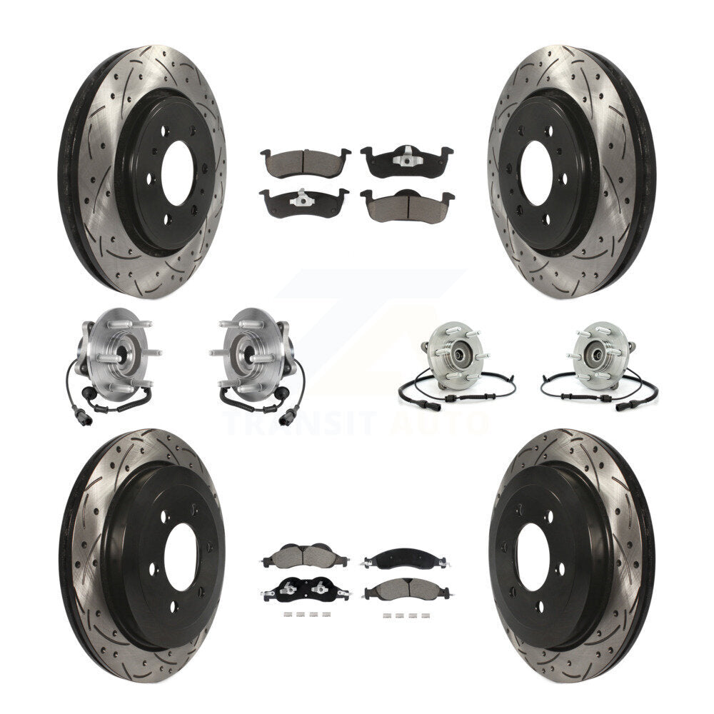 Front Rear Hub Bearing Coated Disc Brake Rotor Pad Kit (10Pc) For Ford Expedition Lincoln KBB-128846