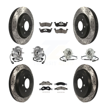 Front Rear Hub Bearing Coated Disc Brake Rotor Pad Kit (10Pc) For Ford Expedition Lincoln KBB-128846