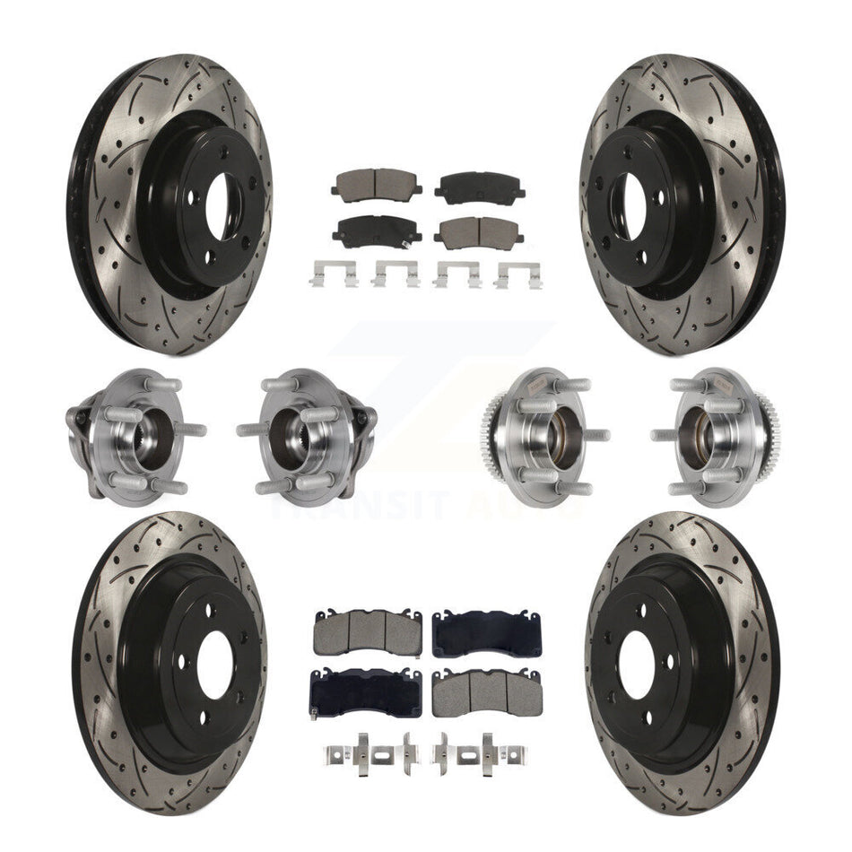 Front Rear Hub Bearing Coat Brake Rotor Pad Kit (10Pc) For 2015 Ford Mustang V6 with 3.7L KBB-128848