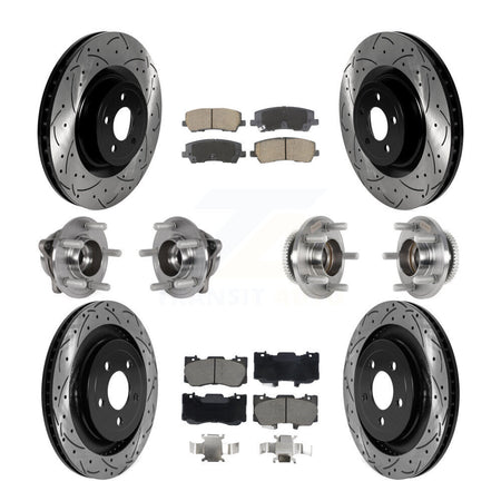 Front Rear Hub Bearings Coated Disc Brake Rotors And Pads Kit (10Pc) For Ford Mustang KBB-128850