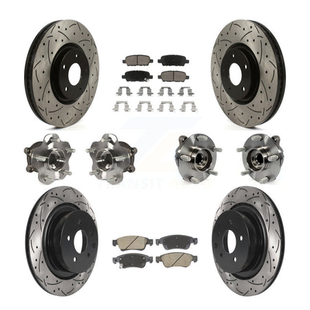 Front Rear Hub Bearings Coated Disc Brake Rotors And Pads Kit (10Pc) For INFINITI G35 Q60 KBB-128862