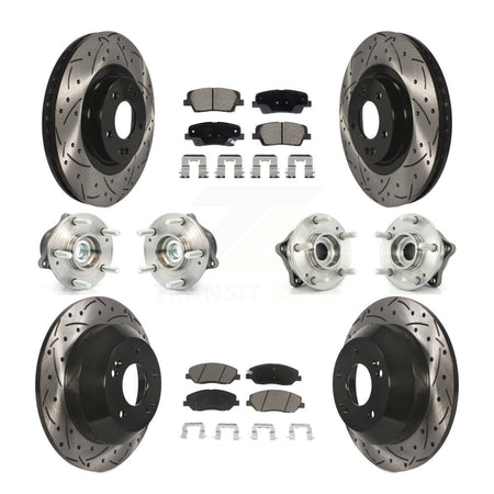 Front Rear Hub Bearing Coated Disc Brake Rotor And Pad Kit (10Pc) For Hyundai Santa Fe XL KBB-128869