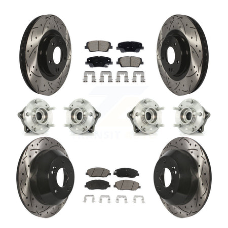 Front Rear Hub Bearing Coated Disc Brake Rotor And Pad Kit (10Pc) For Hyundai Santa Fe XL KBB-128870