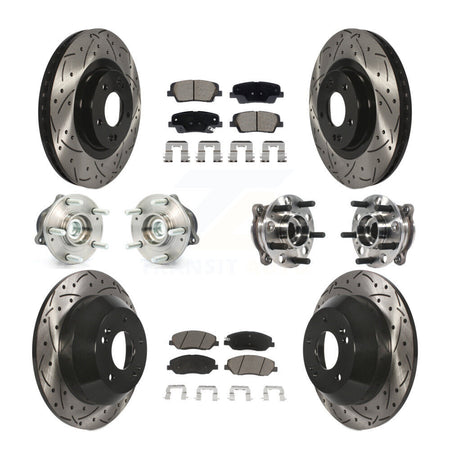 Front Rear Hub Bearing Coated Disc Brake Rotor And Pad Kit (10Pc) For Hyundai Santa Fe XL KBB-128871