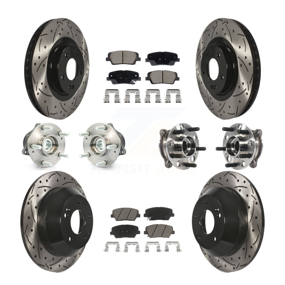 Front Rear Hub Bearing Coated Disc Brake Rotor Pads Kit (10Pc) For Hyundai Santa Fe Sport KBB-128875